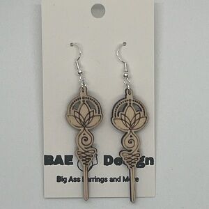 Wooden Unalome Earrings